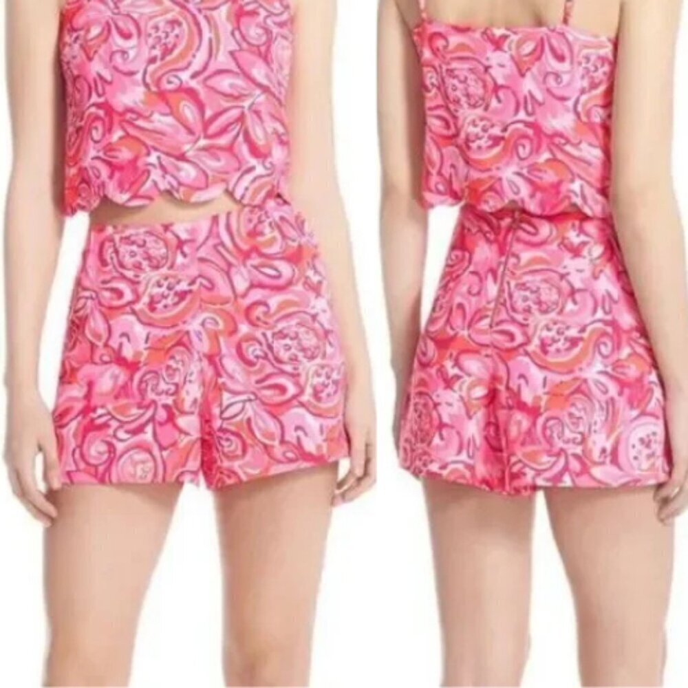 Lilly Pulitzer Ivy Pink and Orange High Waist Shorts Size 4 1697